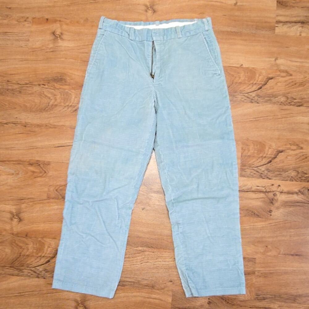 Vintage Corduroy Pants Gripper Zipper Light Blue Mens 37x30 Casual Trousers